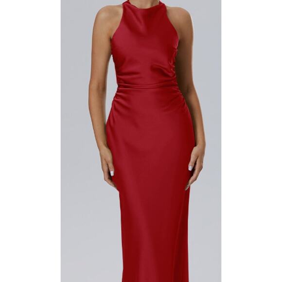 AW BRIDAL 4 S deep claret red Teigne wedding guest bridesmaid maxi dress NEW b51 - Picture 2 of 9